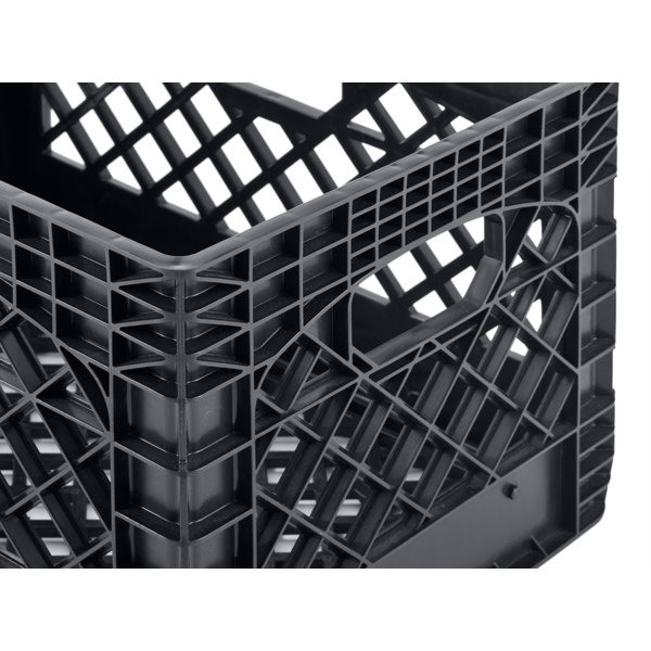 thumbnail image 2 of Heavy-Duty 24QT Plastic Milk Crate – Juggernaut Storage – Made In USA (Black) 2 of 5